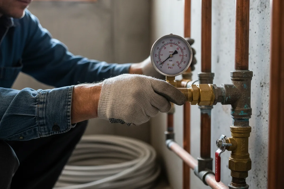 Pressure testing a repaired line during Water Line Repair in Otisco